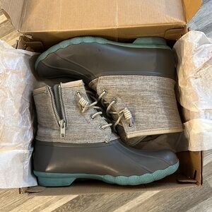 Sperry - Top-Sider Saltwater Short Rain Boots, Grey/Turquoise